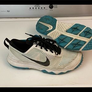 Nike White and Blue Men's Shoes